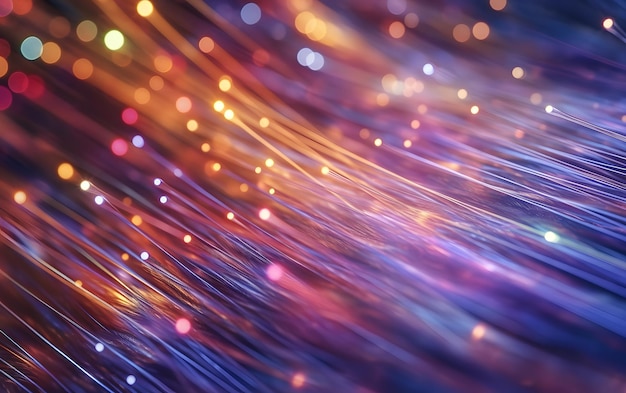 A close up of a purple and orange fiber optic cable