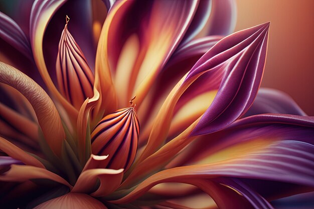 A close up of a purple and orange flower generative AI