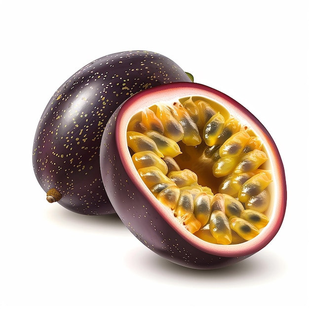 a close up of a purple passion fruit