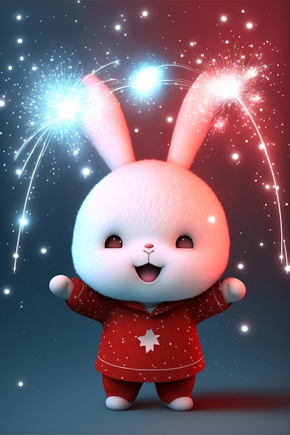 Close up of a rabbit wearing a red dress generative ai