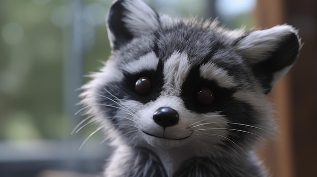 a close up of a raccoon