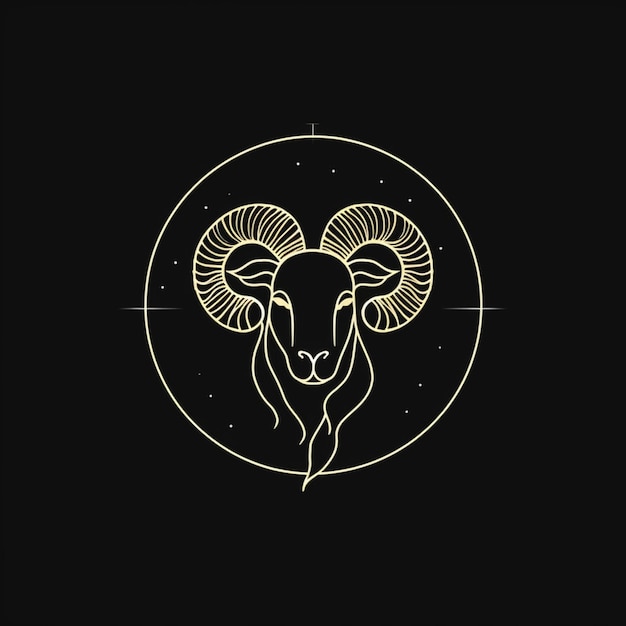 a close up of a ram head with a circle in the background generative ai