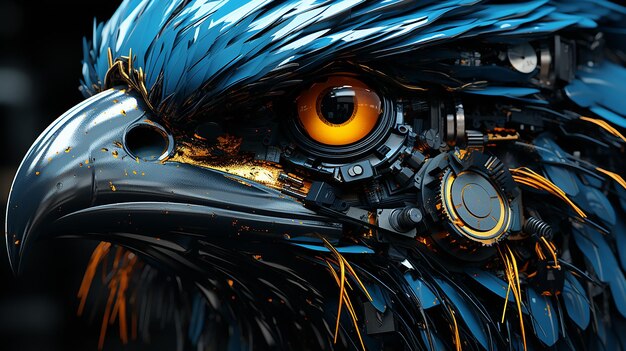 Close up of a raven with brown eyes generative ai