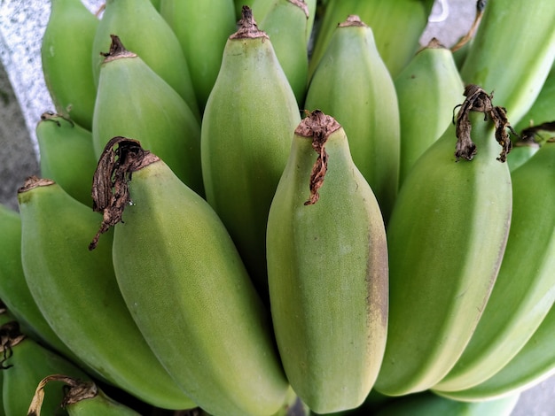 Close up raw bananas