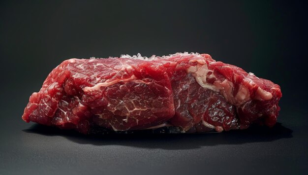 Photo a close up of raw beef steak on a black surface