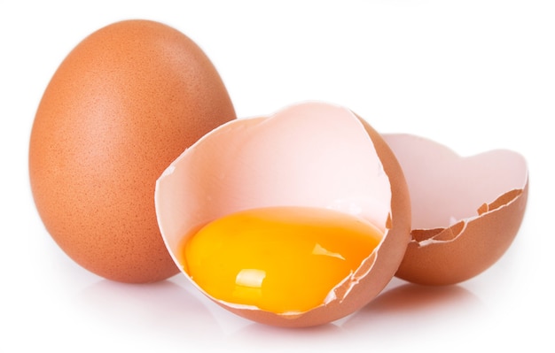 Close up Raw eggs isolated