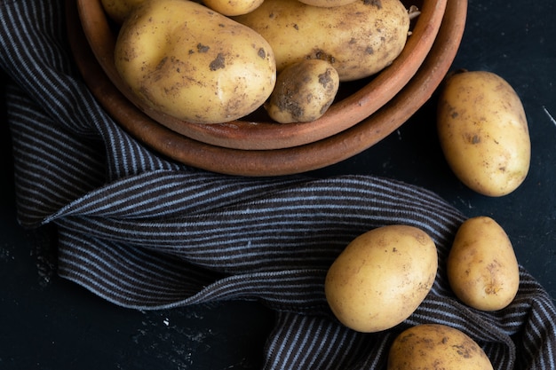 Close-up of raw fresh potatoes