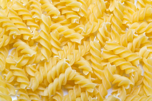 Close up of raw italian spiral pasta