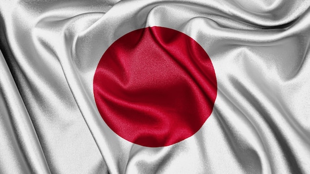 Close up realistic texture flag of Japan