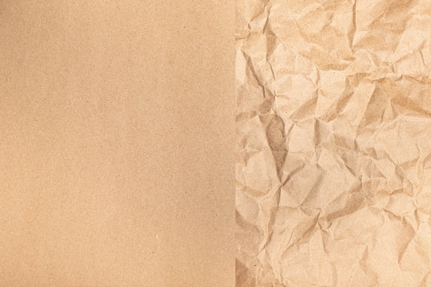 Close up of Recycled brown wrinkle crumpled old with paper page texture