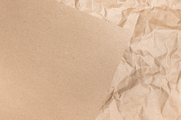 Close up of Recycled brown wrinkle crumpled old with paper page texture