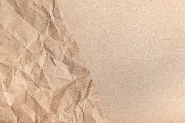 Close up of Recycled brown wrinkle crumpled old with paper page texture