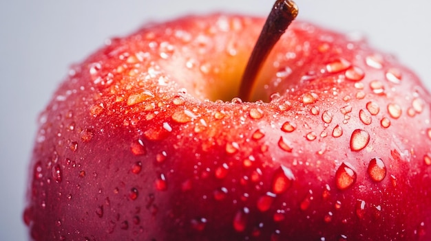 Photo a close up of a red apple with water drops on it