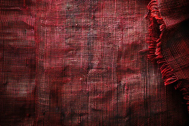 Photo a close up of a red and black piece of fabric with a red flower on it