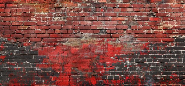 A close up of a red brick wall with a dark background