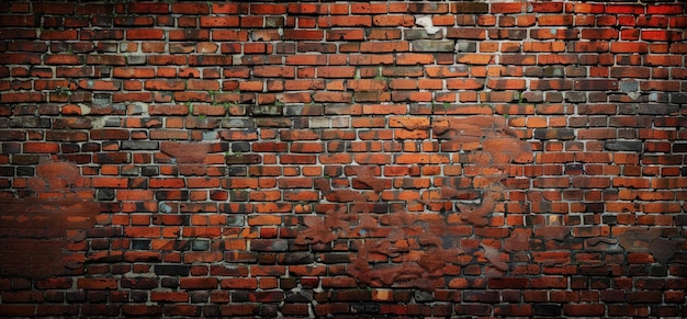 A close up of a red brick wall with a dark background