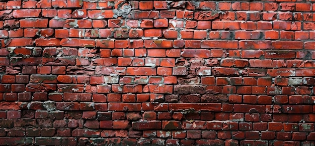 A close up of a red brick wall with a dark background