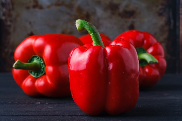 Close up of red bulgarian pepper pn table