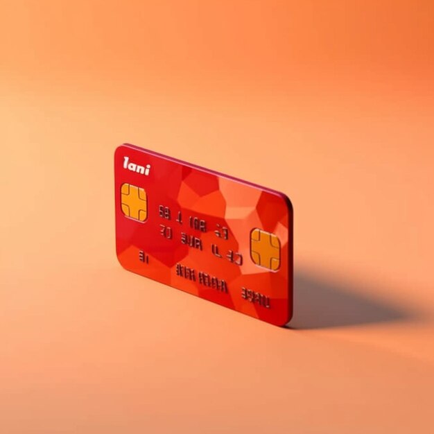 A close up of a red credit card with a yellow background generative ai