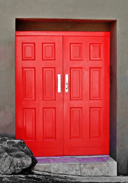 close up of a red door in Bo Kaap in Cape Town