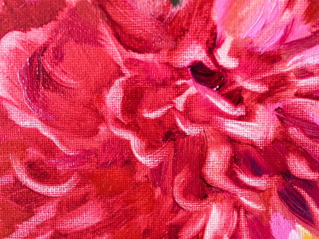 Close-up red flower acrylic painting