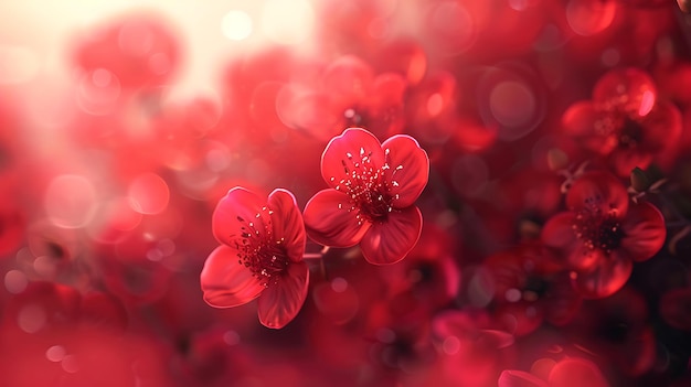 a close up of a red flower with water drops