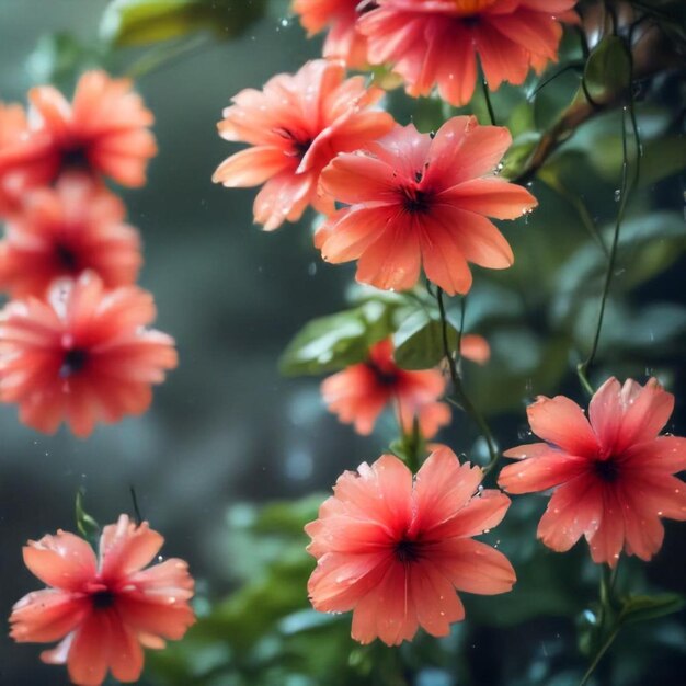 a close up of red flowers with the number 3 on it