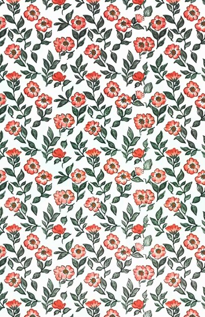 Photo a close up of a red and green flower pattern on a white background generative ai