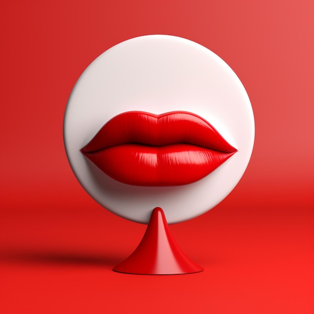 a close up of a red lip on a white plate generative ai