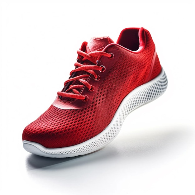 A close up of a red shoe with a white sole generative ai