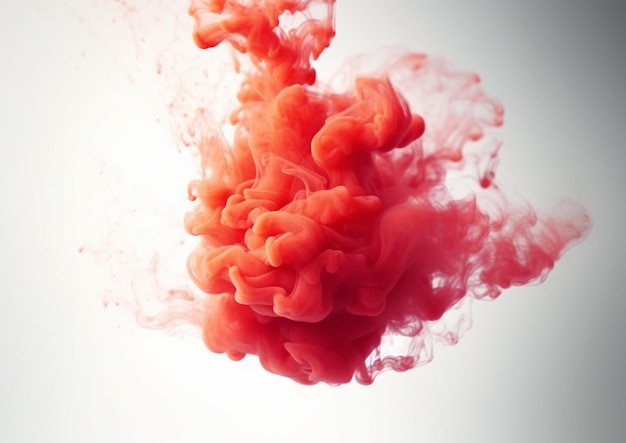 A close up of a red substance in water with a white background generative ai