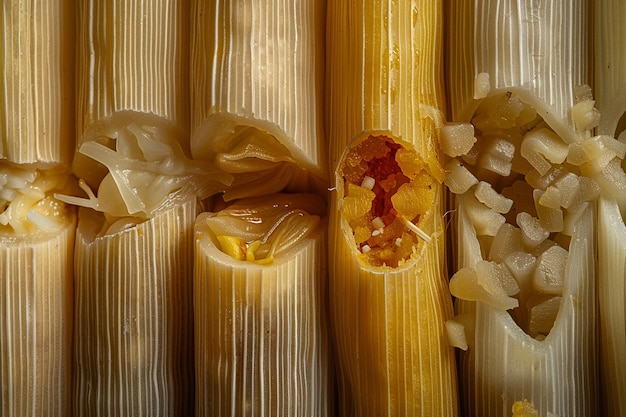 Close Up of Rigatoni Pasta with Different Fillings