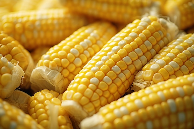 Close up of Ripe Corn Kernels Popping on the Cob