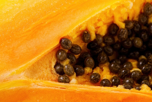 Close up of of ripe papaya View of the Inside of a Papaya Sweet tropical fruit