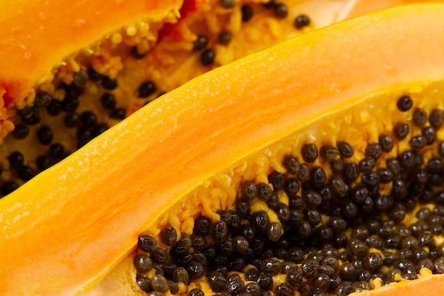 Close up of of ripe papaya View of the Inside of a Papaya Sweet tropical fruit