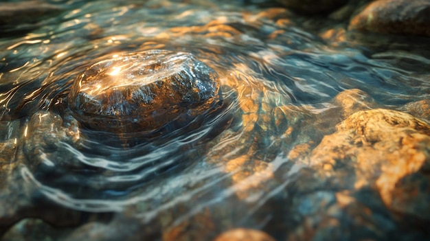 Photo a close up of a river with water flowing over it