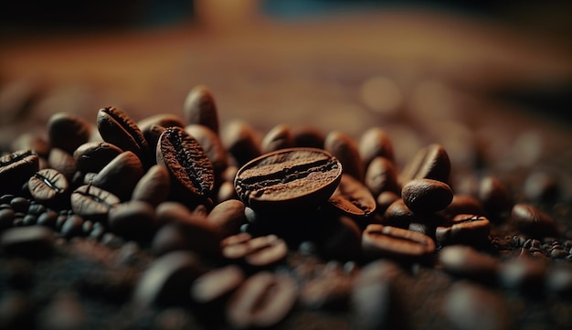 Close Up of Roasted Coffee Bean Generative AI