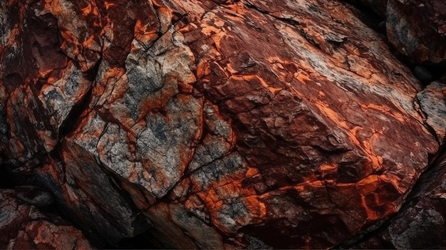 Photo a close up of a rock with a black background and a red and brown rock with a black background.