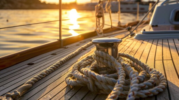 Close Up of Rope on Boat