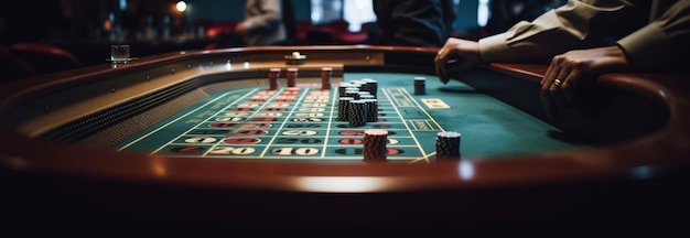 A close up of a roulette table in a casino