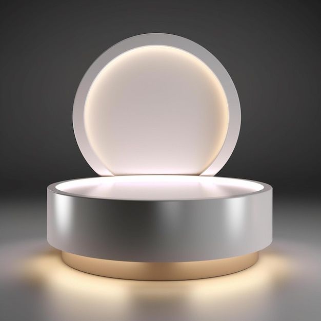 A close up of a round light on a pedestal with a light on generative ai