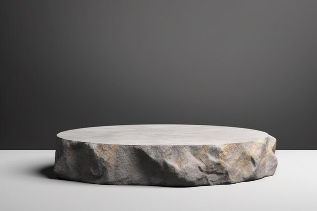 a close up of a round table with a stone base generative ai