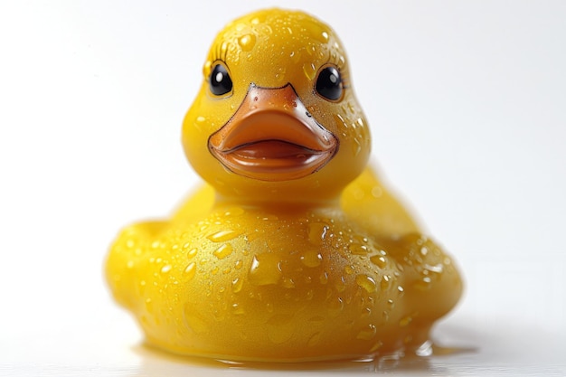 Close Up of Rubber Ducky on White Surface