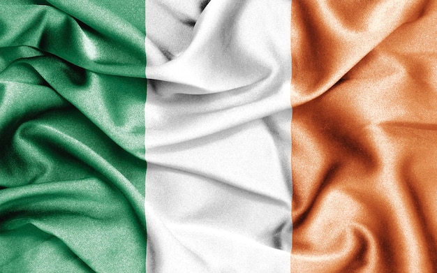 Close up of ruffled flag of Ireland