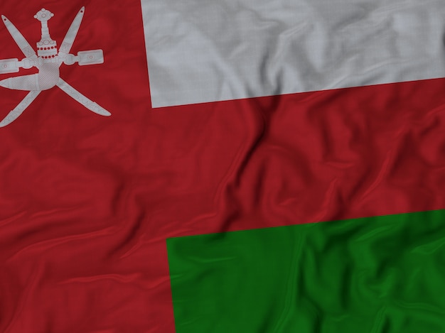 Photo close up of ruffled oman flag