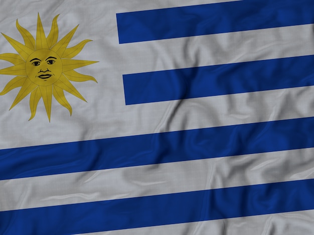 Close up of Ruffled Uruguay flag