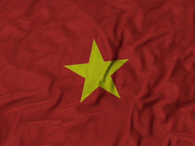 Close up of Ruffled Vietnam flag