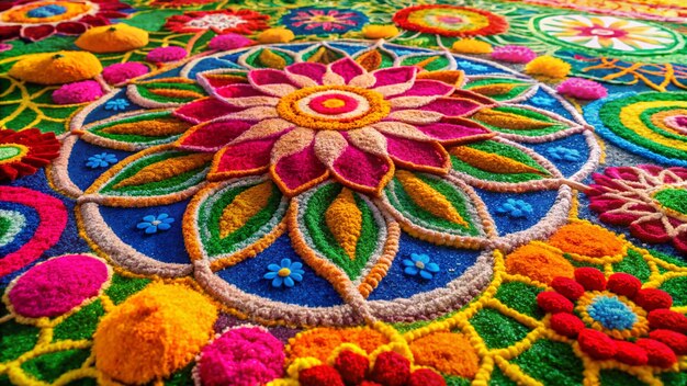 Photo a close up of a rug with flowers on it