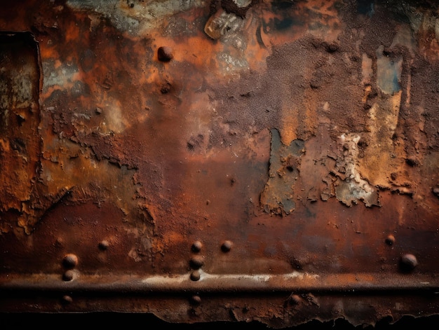 A close up of rusted metal with a dark background