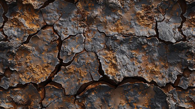 A close up of rusty metal with cracks